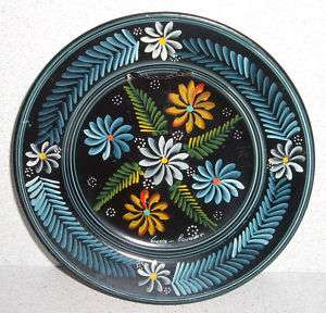   Hand Painted Pottery Flower Design Plate   Cuenca, ECUADOR  