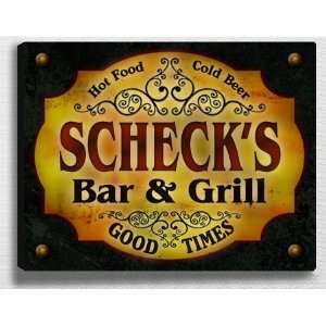  Schecks Bar & Grill 14 x 11 Collectible Stretched 