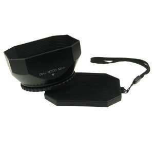   Video Camcorder Lens Hood with White Balance and Regular Caps, Black