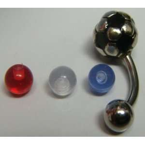  Soccer Ball Belly Button Ring with Colored Balls (Brand 