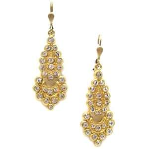 Catherine Popesco 14K Gold Plated Dangle Earrings with Clear Swarovski 