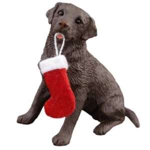   Dog Ornaments XSO013 Chocolate Labrador with Stocking 