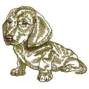 Cute Fuzzy Dachshund Puppy Dog Outline Iron on Patch  