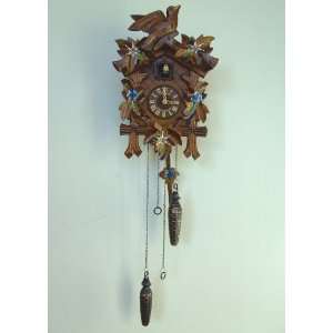  Black Forest Cuckoo Clock with Painted Flowers and 5 