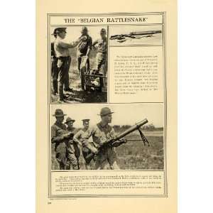  1916 Print Belgian Rattlesnake Machine Gun Soldiers WWI 