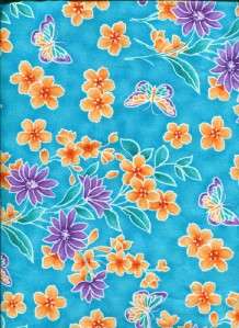 MING GDN BUTTERFLIES & FLOWERS BL~ Cotton Quilt Fabric  