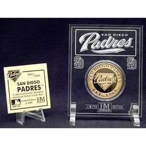 San Diego Padres 24Kt Gold Coin In Archival Etched Acrylic.  