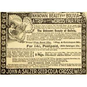  1893 Ad John A Salzer Seed Co Flowers Ornamental Plants 