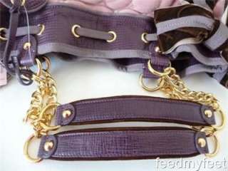   Purple Quilted Tattered Daydreamer Tote Handbag Shoulder Bag  