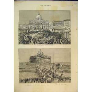  1888 Pope Sacerdotal Jubilee Rome Piazza Vatican Bridge 