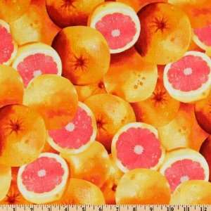  44 Wide Farmers Market Pink Grapefruit Yellow Fabric By 