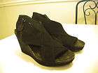 DKNY Womens Wedge Sandals Hyacint Micro Perforated Black size 8