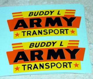 Buddy L GMC Army Transport Truck Replacement Decals  