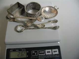 Chinese Export Silver Tea Strainer Tongs Napkin Rings China Makers 