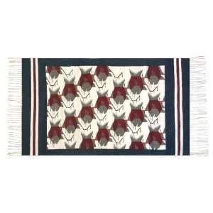  Zapotec wool rug, Red Fish, White Gulls (2.5x5)