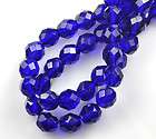 25 Deep Blue Glass Faceted Round Beads