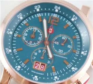 Michele Sport Sail chronograph watch case MW01K00B3945 rose tone teal 