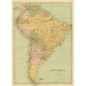  Bartholomew 1873 Antique Map of South America Office 