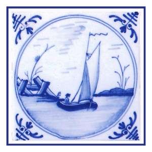 Delftware Sail Boat Blue and White Counted Cross Stitch Chart Free 