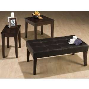  Tufted Ottoman Cocktail Table Set in Rich and Dark 