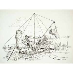  1968 Print Thomase Hart Benton Cane Sugar Mill Hoist Horse 