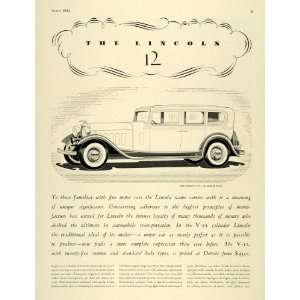  1932 Ad Lincoln Motors V 12 Sedan Vehicle Model Detroit 