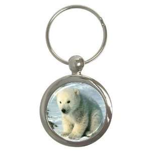  Polar Bear Cub Key Chain (Round)