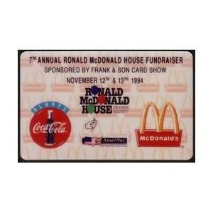 Coca Cola Collectible Phone Card 1994 Ronald McDonald House & Coke 