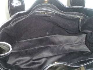   LAURENT Black Patent Leather Rive Gauche Shopper Tote Handbag  