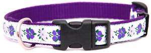 Purple Flowers Designer Ribbon Dog Collar  