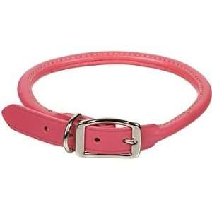   Rolled Leather 3/4 Dog Collar in Pink Kitchen 