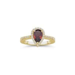  0.25 Cts Diamond & 3.50 Cts Garnet Ring in 18K Yellow Gold 