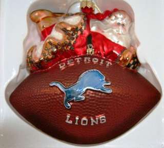 NFL DETROIT LIONS ORNAMENT GLASS CHRISTMAS 5X5X3 NEW  