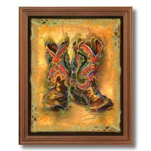  Western Cowboy Boots Rodeo Contemporary Picture Oak Framed 