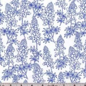  45 Wide Moda Blue Bonnet Trail Floral White/Royal Fabric 