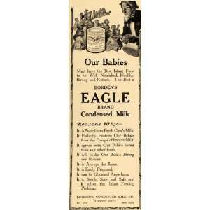  1909 Ad Borden Eagle Brand Condensed Milk Infant Food 