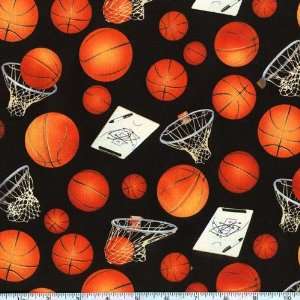  45 Wide Score Basketball Gear Black Fabric By The Yard 
