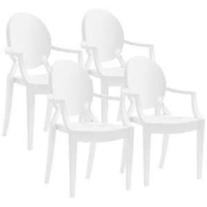  Set of 4 Zuo Anime White Dining Chairs