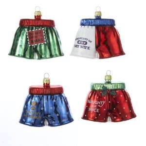 Club Pack of 12 Boxer Shorts Glass Christmas Ornaments 3.5  