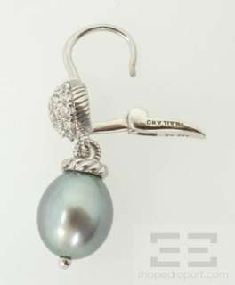   Sterling Silver Diamonique & Cultured Pearl Dangle Earrings  