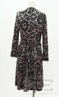 DVF Diane Von Furstenberg Pink & Black Lace Print Silk Wrap Dress Size 
