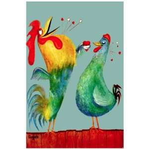14 Poster. Rooster and Hen in love Poster. Decor with Unusual Images 