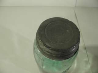 Antique VTG BALL Masons Glass JAR 7 Ice Blue Aqua Fruit Jar NICE 