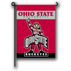  NCAA Ohio State Brutus 2 Sided Garden Flag w/pole 