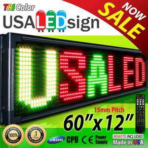 Digital LED Sign 3 Color Moving Message Display 60X12  