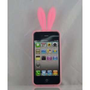  Pink Bunny Rabbit Rubber Case Cover for Iphone 4 4g Cell 