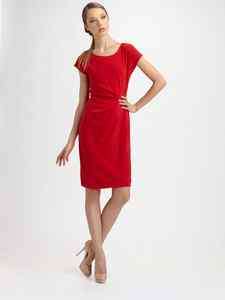   DKNY Marashino Red Cap Sleeve Scoopneck Dress 10 795731594644  