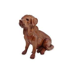  Wood statuette, Sitting Golden Retriever Puppy