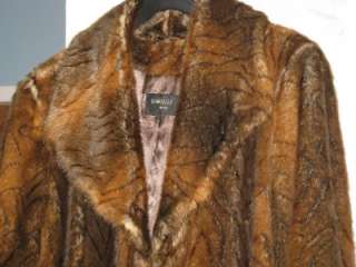 ladies womens winter brown faux fur mink long coat jacket plus size 