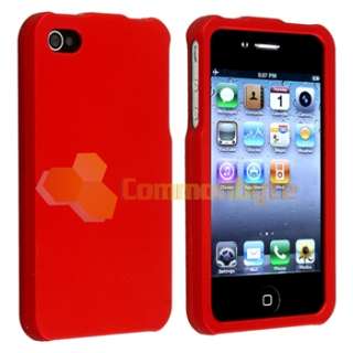 Red Cover Case+Clear Screen Protector For Apple iPhone 4 4S  